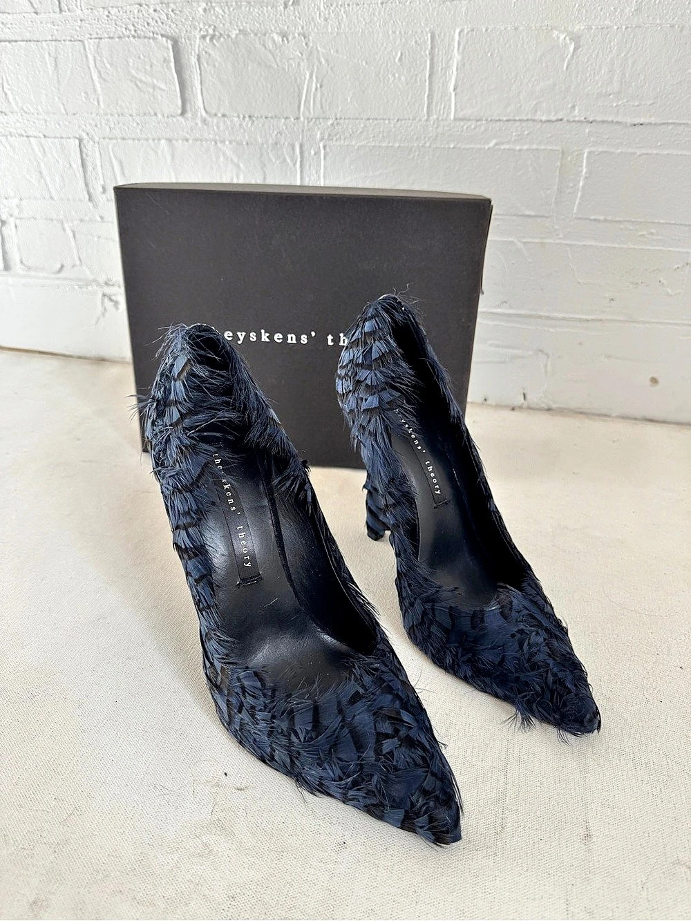 Theysken’s Feather Pointed Toe Heels in blue EU 36 Like New